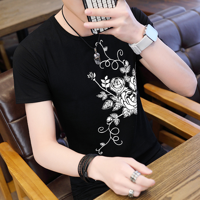 2018夏季短袖T恤男薄款上衣服青少年圆领半袖体恤小衫男装打底衫