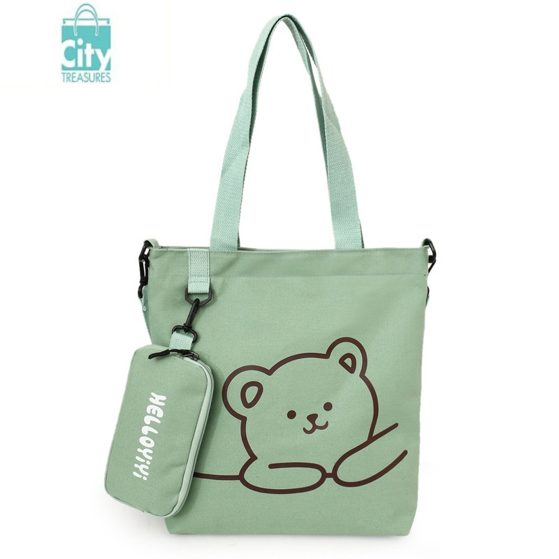 bangdou帆布包女斜挎单肩包小学生拎书袋儿童书包补课补习袋大容量