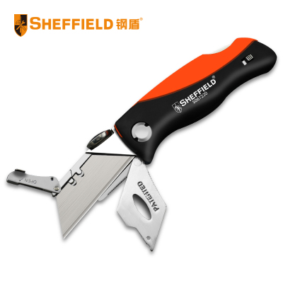 钢盾(SHEFFIELD)双色柄可储刀片式折叠刀S067220