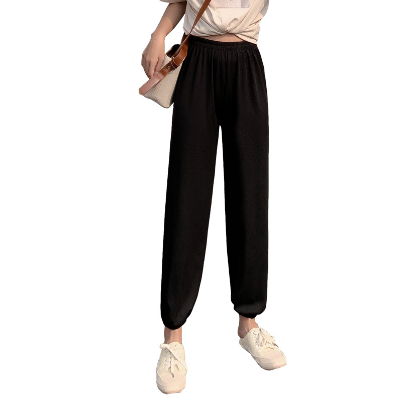 艳如飞冰丝灯笼裤女裤运动夏季薄款萝卜宽松休闲防蚊大人九分束脚哈伦