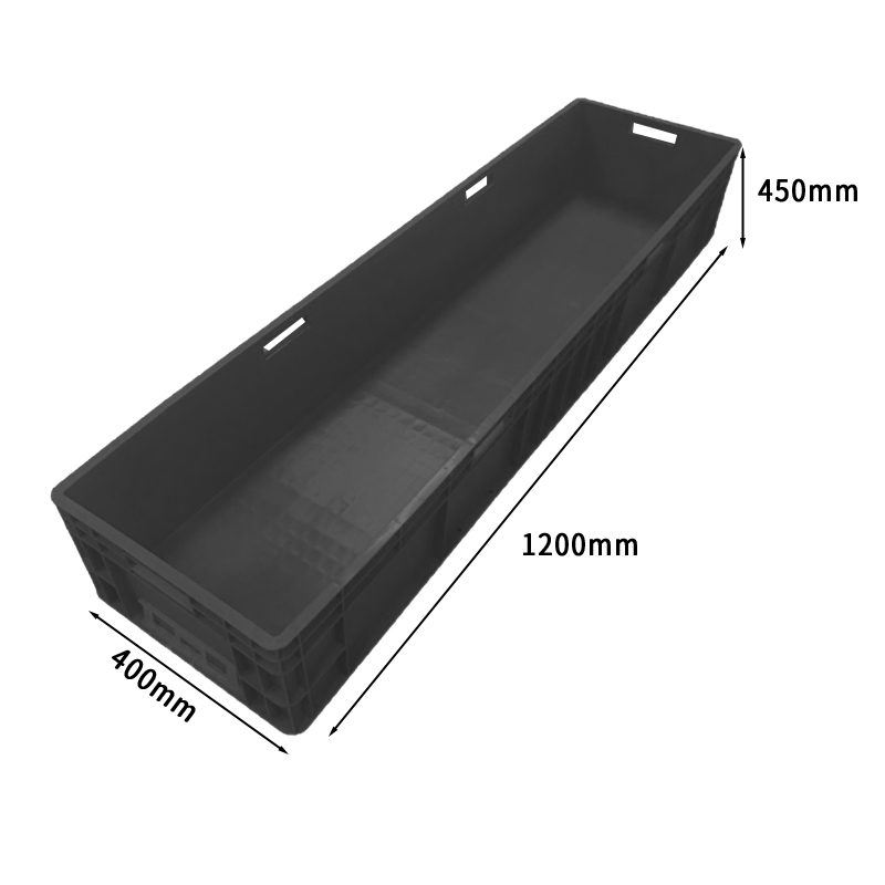 千苏QS-SN124045B加厚大号物流箱工具储物筐收纳箱塑料周转箱+盖子 黑色高清大图