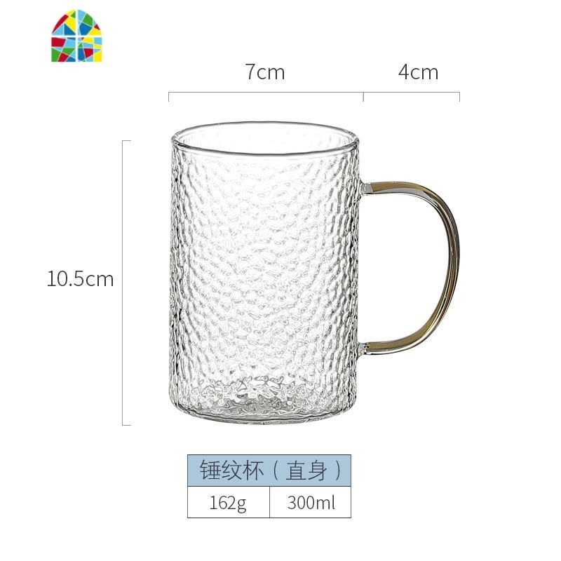 可高温冷热水壶玻璃大容量凉水杯开水壶茶壶家用套装凉水壶架创意 FENGHOU 300ml锤纹杯(直身)W02图片