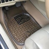 环保无味水晶透明通用脚垫汽车脚踩垫塑料加厚橡胶单片主驾驶地垫 标准款茶黑色前排一片