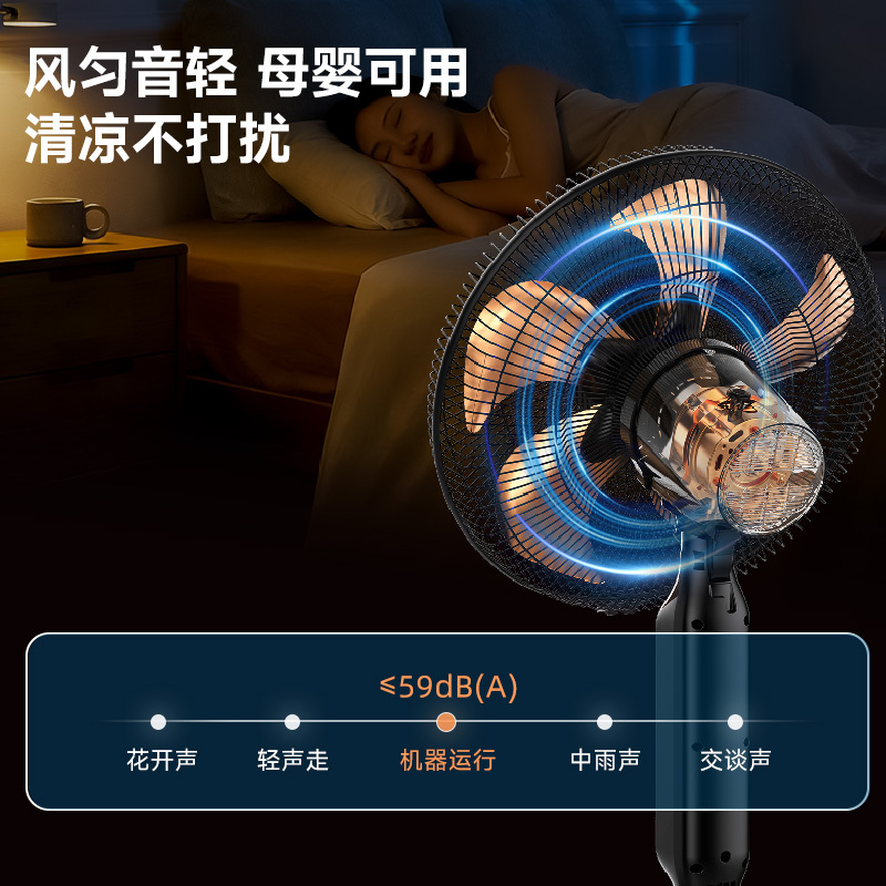 美菱家用电风扇大风力铝叶扇叶立式家用强力摇头宿舍落地扇高清大图