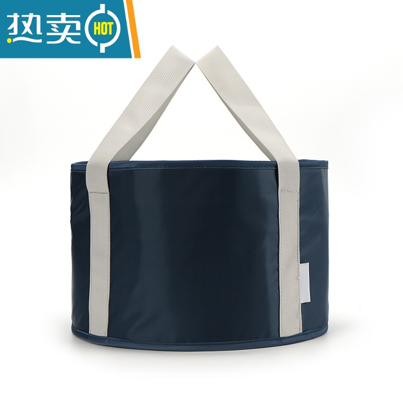 JING PING可折叠泡脚袋便携式水桶保温洗衣水盆加厚旅行旅游洗脚袋高器深 藏青可装100沸水带保温层