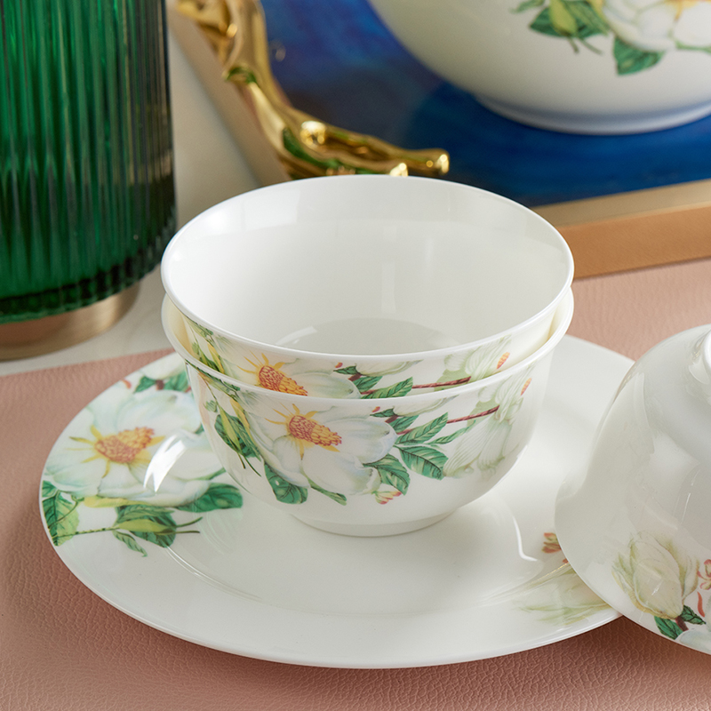 北国风光 骨瓷10头餐具 TS-0010木棉花 套高清大图
