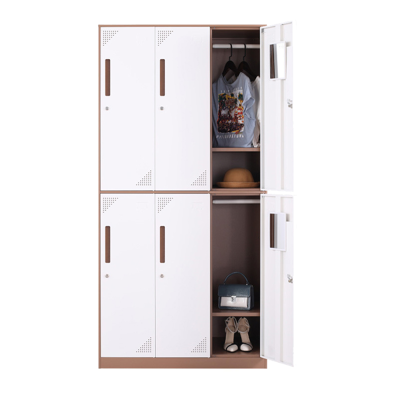 臻远 ZY-GYGC-10拆装更衣柜窄边储物柜 咖白套色六门高清大图