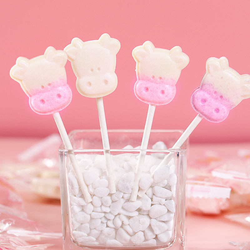 比比赞棒棒糖网红牛头奶棒500g糖儿童零食小吃奶糖创意牛奶糖果圣诞节