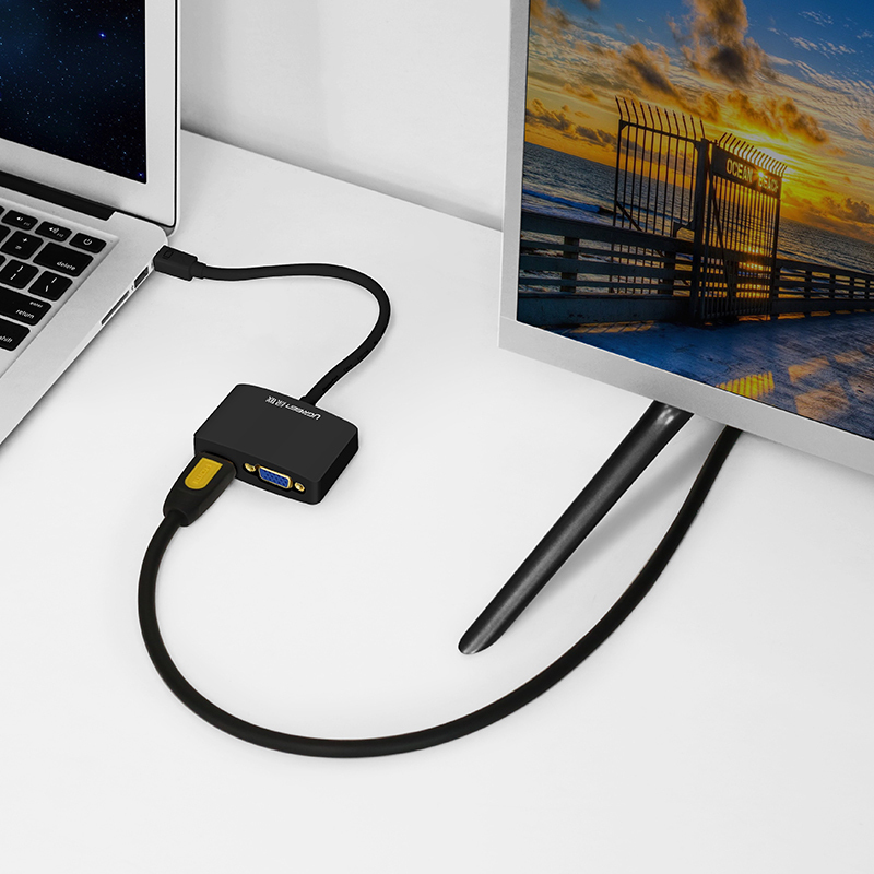 绿联10439 Mini DP转HDMI/VGA转换器线