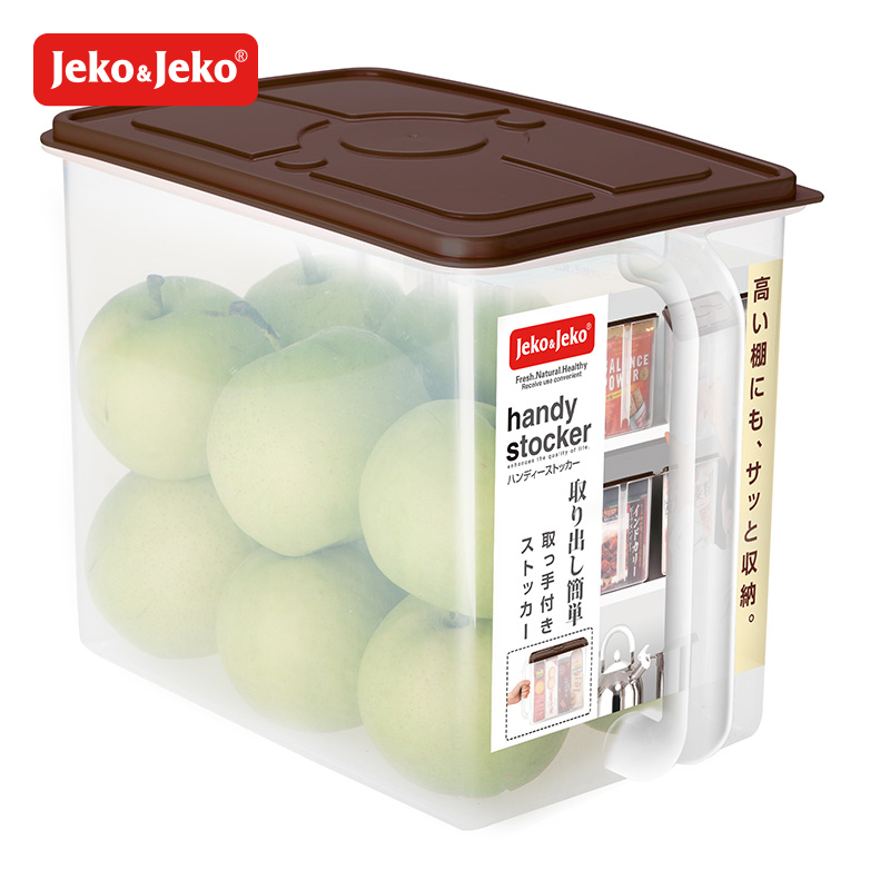 JEKO&JEKO 塑料冰箱收纳箱防潮透明保鲜盒9L 手柄式收纳盒药盒密封盒SWB-5434