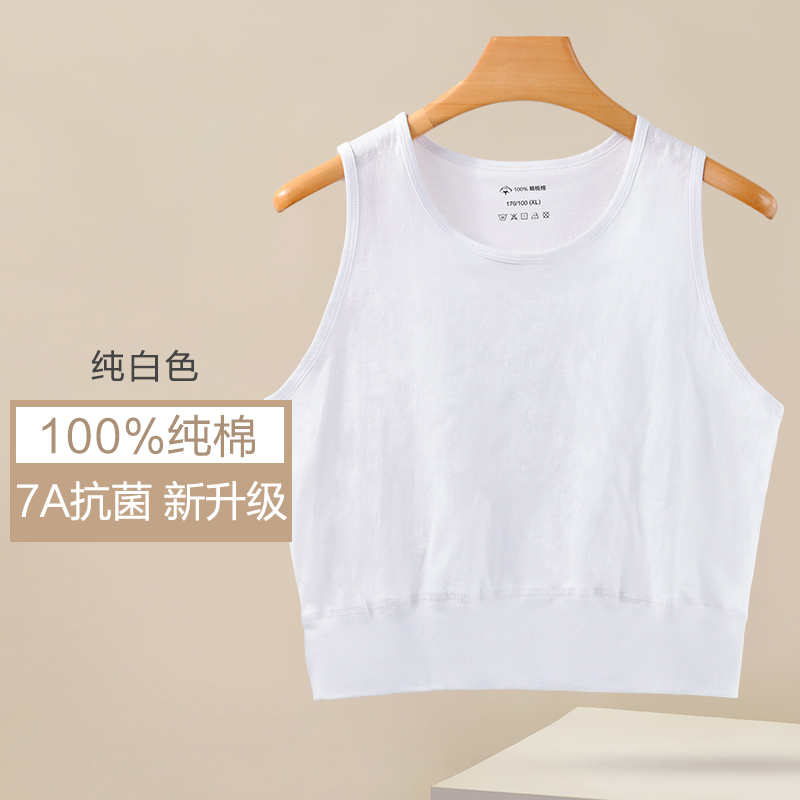 南极人妈妈背心女士纯棉夏季薄款宽肩中老年人上衣老太太打底汗衫 短款-纯白色单件装100纯棉7A抗菌 L推荐80-115斤