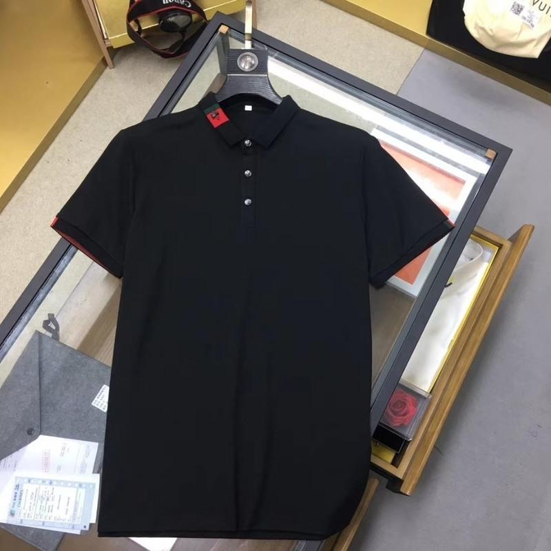 新款夏季男装高端小蜜蜂丝光珠地polo衫男休闲时尚商务短袖款 白色 M