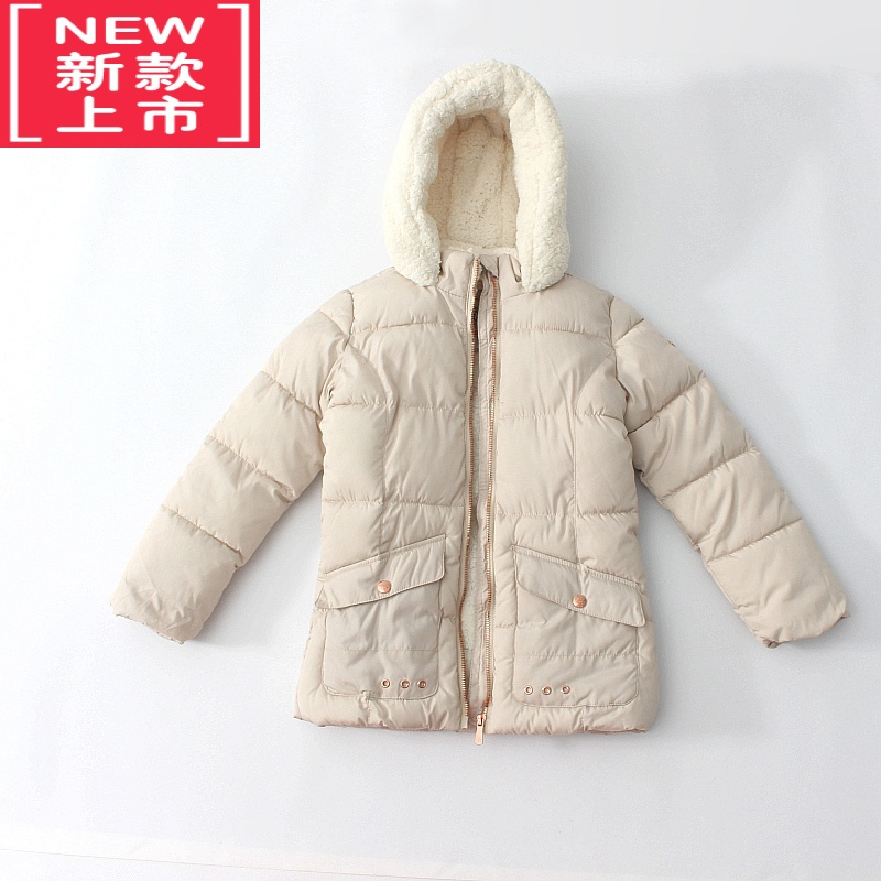 可莉允2-14岁加厚女童冬季羊羔毛棉袄外套夹棉保暖棉衣棉服中长款