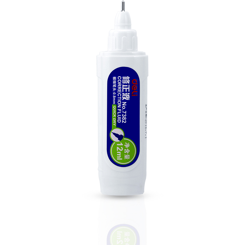 得力文具7382修正液 钢头修改涂改液 学生办公12ml 瓶装