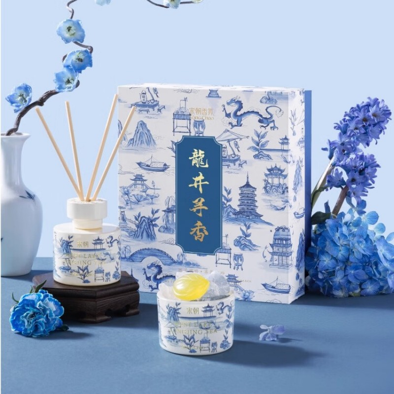 宋朝西湖十景无火香薰120ml+扩香石【西湖龙井礼盒】