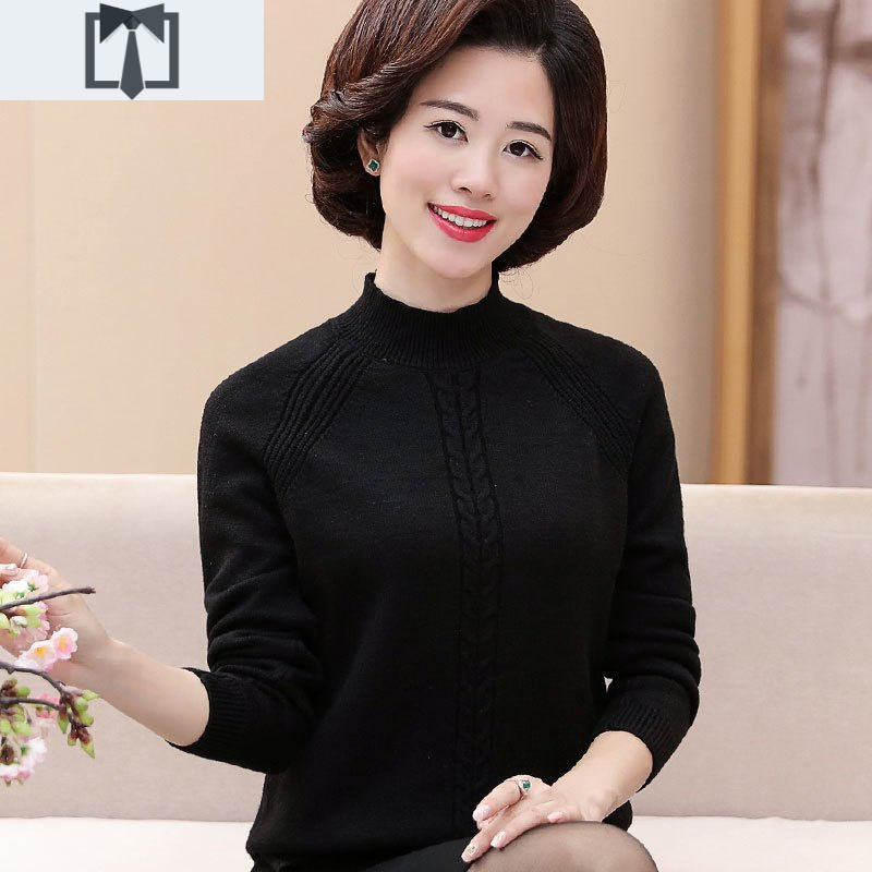 SUNTEK妈妈春装毛衣中年女装宽松遮肚上衣50岁中老年人洋气打底针织衫毛衣