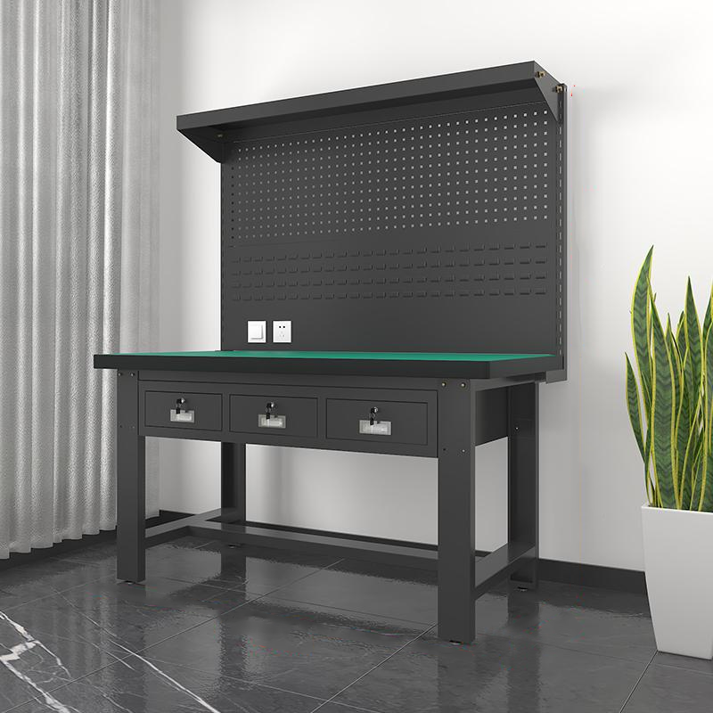 鑫金虎 防静电工作台车间流水线操作台工厂维修检验桌重型钳工台 平三抽+双挂板2.1m高清大图