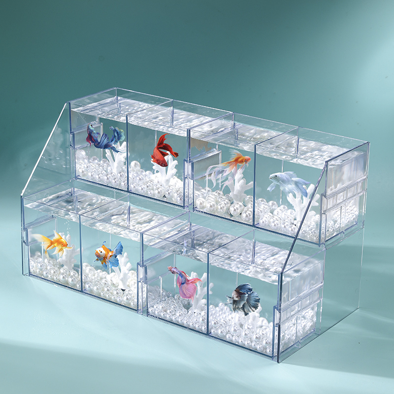 斗鱼缸桌面小型家用观赏鱼迷你鱼缸多层多格造景鱼缸水族箱高清大图