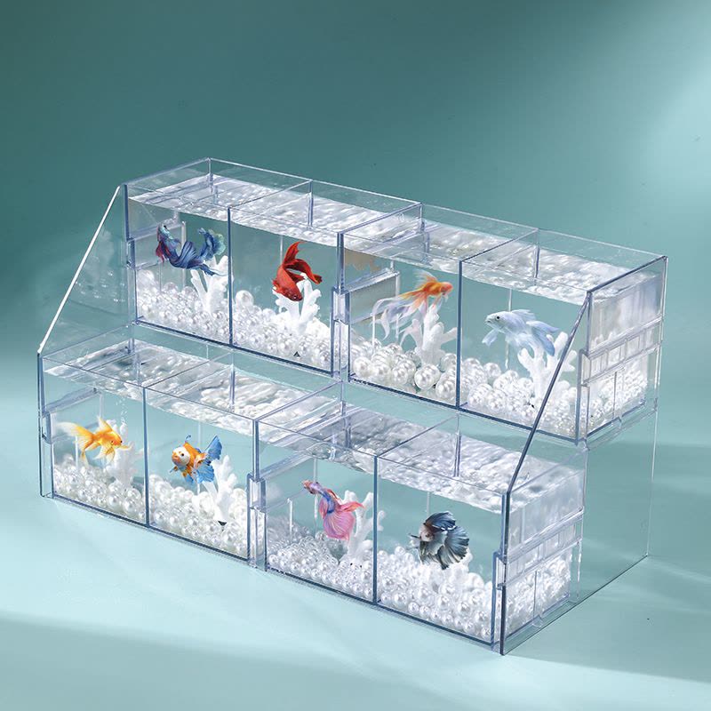 斗鱼缸桌面小型家用观赏鱼迷你鱼缸多层多格造景鱼缸水族箱图片