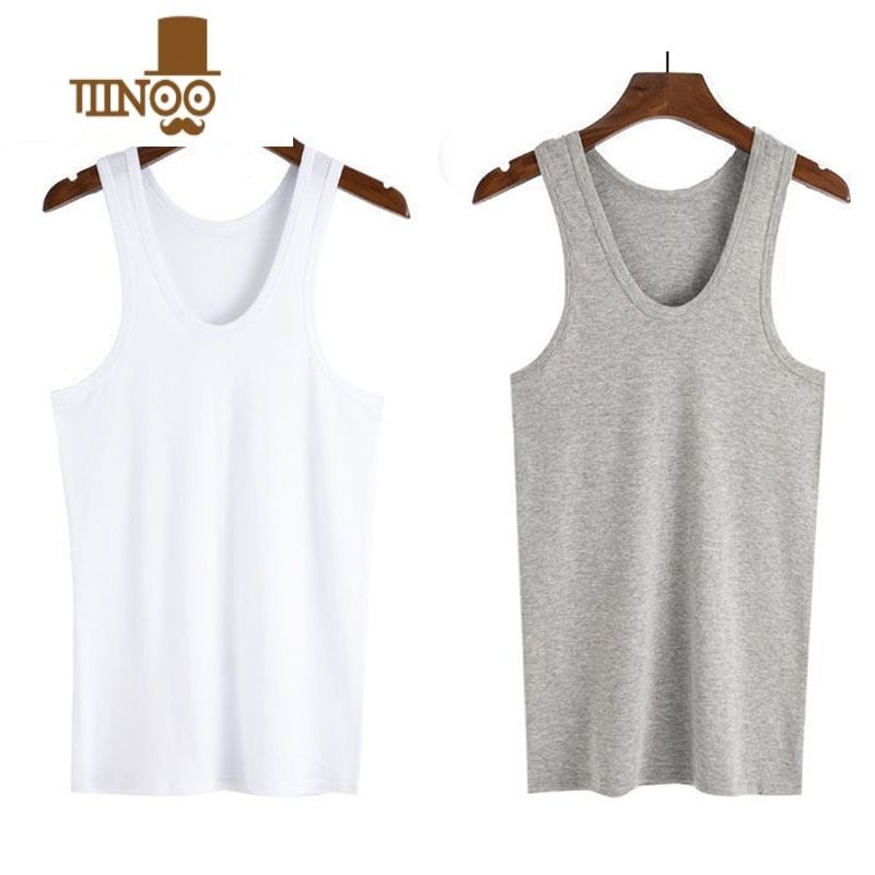 YANXU背心男夏季莫代尔薄款棉紧身运动健身坎肩无袖白色内穿打底汗衫潮 白+灰 XXL/180