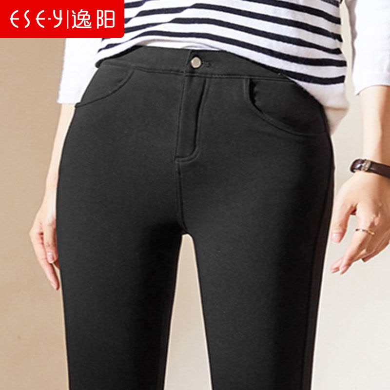 逸阳2020新款高腰弹力修身显瘦外穿铅笔黑色外穿打底裤女图片