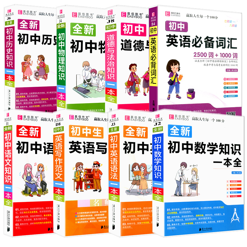 [赠书皮]初中知识大全 语文+数学+英语语法 初中通用 [正版]初中数学知识一本全基础知识大全公式定律手册语文物理化学生高清大图
