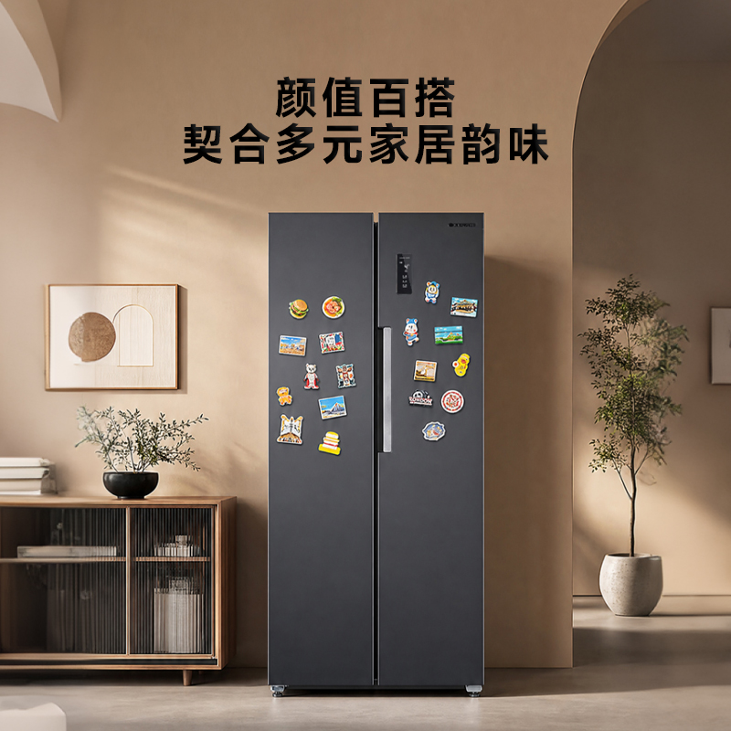 上菱 501升对开门冰箱 一级能效 风冷无霜 节能双变频离子净味养鲜家用大容量双开门电冰箱BSE516PWL(星耀灰)高清大图