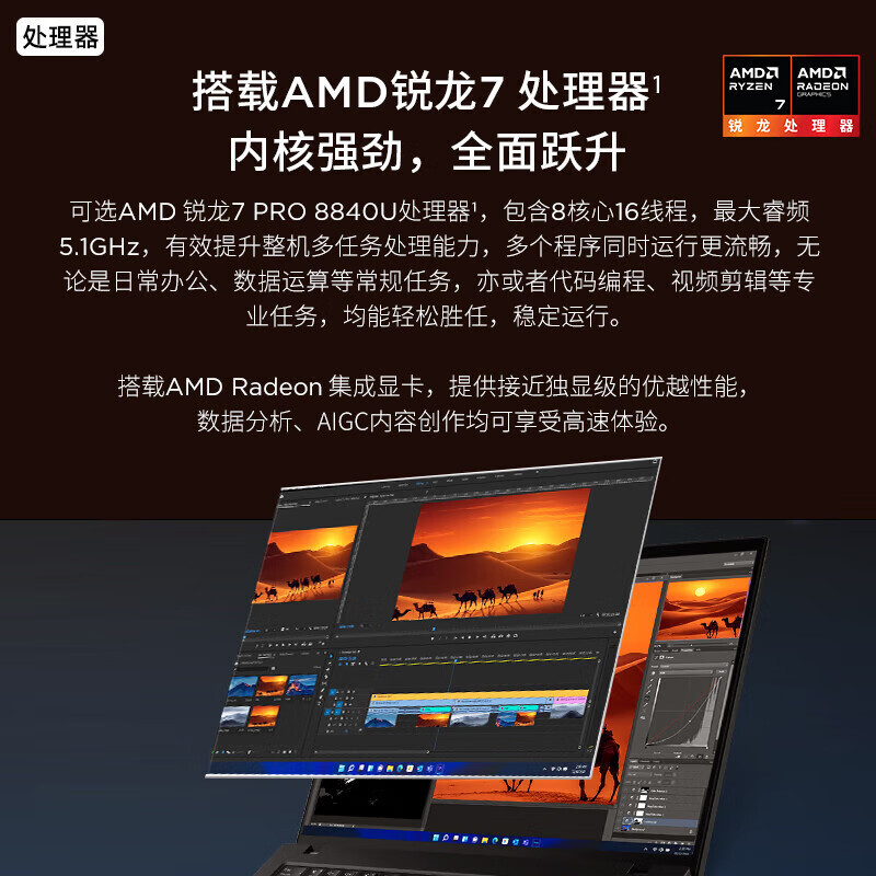 联想ThinkPad T14 锐龙R7-8840U 集成显卡 16GB 512G 高清屏屏 14英寸轻薄商务办公学习笔记本电脑