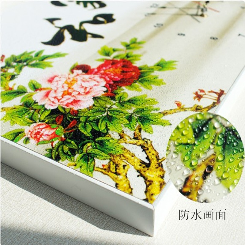 现代新中式客厅装饰画简约餐厅挂画免打孔配电箱中国风挂钟表壁画