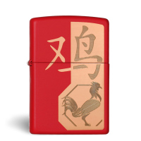 原装zippo打火机正版 红哑漆雕刻金鸡29259 本命年生肖鸡正品zippo 打火机 正品男士