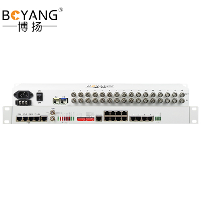 博扬 综合业务电话光端机 16路E1+8路电话+4路千兆隔离网络 120km 机架式 一对价