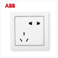 ABB开关插座 德宁雅白 错位斜五孔10A墙壁电源插座86型面板AN205