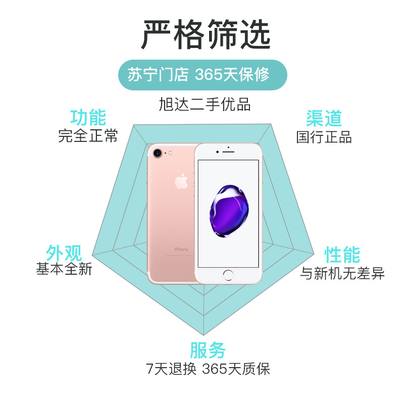 [二手9成新]苹果/Apple iPhone 7 玫瑰金色 128GB 移动联通电信全网通4G苹果手机 国行