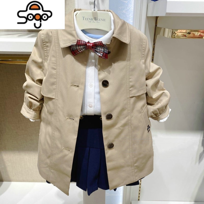 tw小熊童装21秋冬新款女童装中长款加棉内胆风衣外套tkjt213851k七色