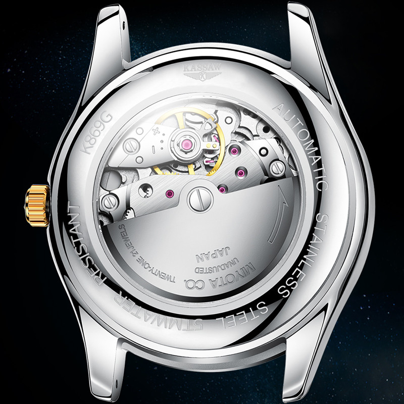 卡梭(KASSAW)机械手表自动机械表双日历机械男表时尚商务休闲男表夜光防水手表男K869G K864G高清大图