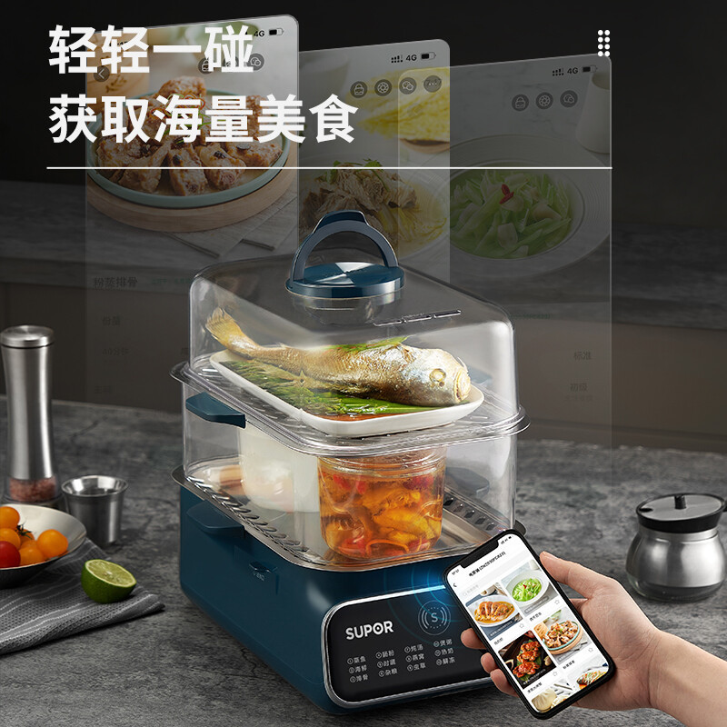 苏泊尔(SUPOR) 电蒸锅多功能锅蒸炖锅多功能料理锅10L大容量煎烤锅2100W大火力预约定时 ZN2030FC823