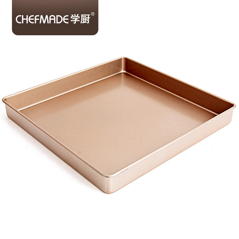 学厨CHEF MADE 烘焙模具 香槟金色11寸不粘正方形烤盘 蛋糕卷烤盘厨房工具 WK9055