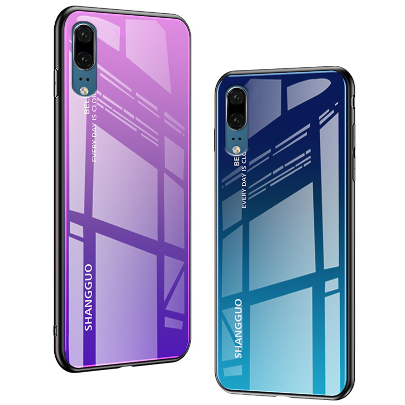 KONEL 华为mate40/30/20x 5G/20pro+手机壳P30/P20Pro玻璃壳渐变防摔琉璃潮镜面硬保护套高清大图