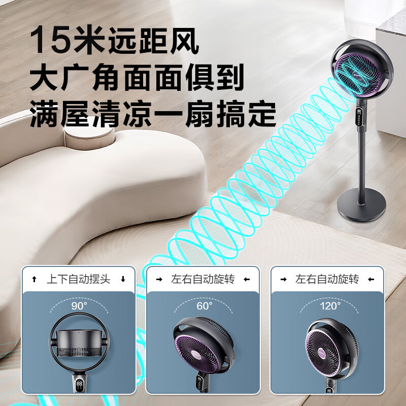 艾美特(AIRMATE)空气循环扇黄金环电风扇台地三用语音遥控触控落地扇负离子净化 FA18-SRDI122 语音+遥控高清大图