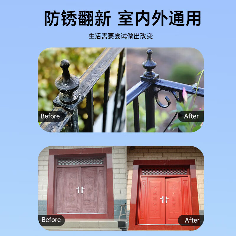 千居美 水性金属漆 防锈漆铁栏杆门窗暖气片翻新改色防腐 防水防晒油漆涂料 中酞蓝 18KG高清大图