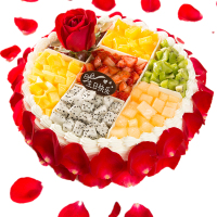10寸奶油玫瑰水果玫瑰生日蛋糕 全国同城配送 广州上海南京苏州北京当日现做送达