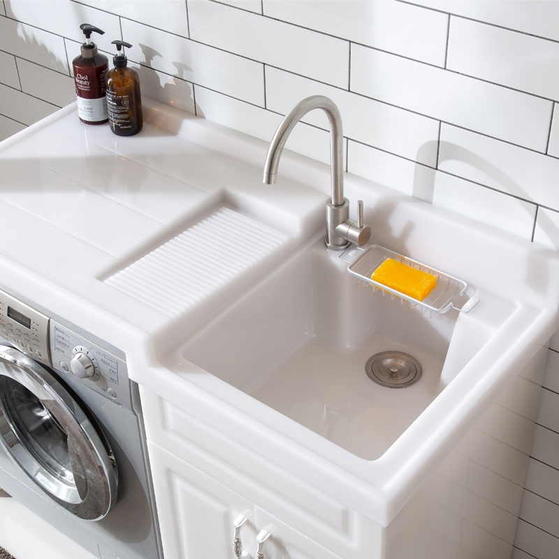 玉石洗衣机伴侣组合全石材洗衣柜台盆柜洗衣池带搓板阳台柜浴室柜