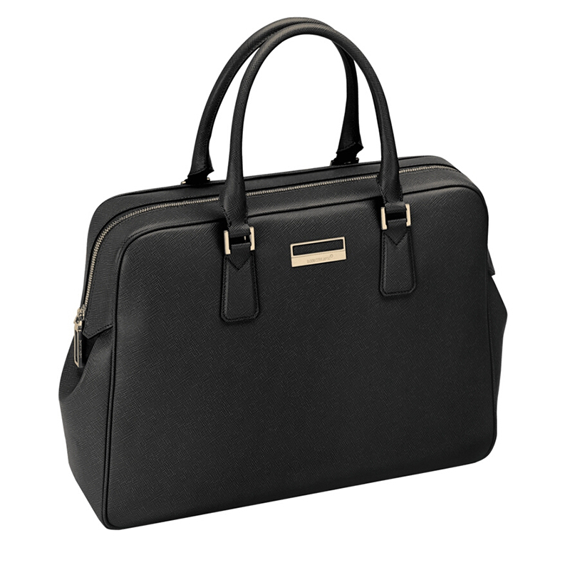 海外直邮montblanc万宝龙男士公文包黑色皮质匠心系列中号手提袋