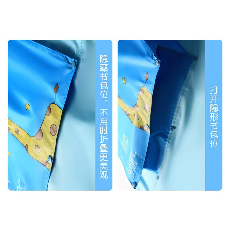 天堂伞 雨衣可爱儿童小学生安全反光条透气书包挡雨雨衣雨披男女 N007YT 蓝色、粉色高清大图