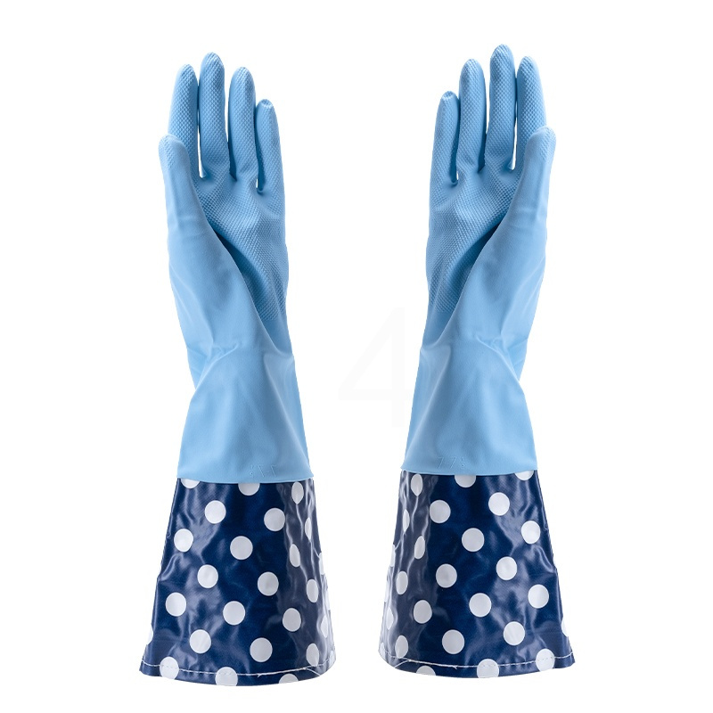 天蓝色m洗衣服手套女厨房专用防水手套加长清洁洗碗洗菜用的家务手套