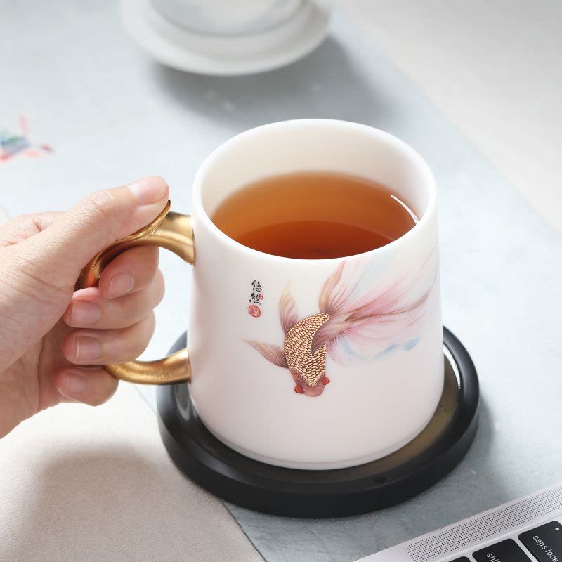 MULTIPOTENT茶杯功夫茶具办公杯羊脂玉得意杯悠然自得黄旭东大师作品伴手礼盒图片