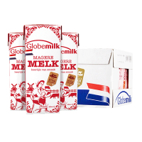 荷高Globemilk 脱脂纯牛奶200ml*24盒整箱 荷兰原装进口