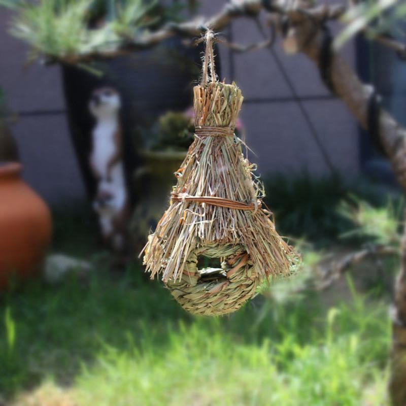 草编鹦鹉窝鸟巢草窝仿真鸟笼虎皮鹦鹉户外装饰窝草编万圣节鸟窝直径10
