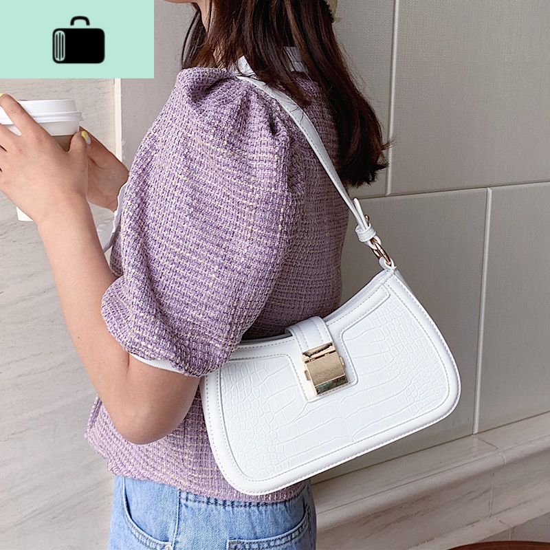 白色包包女2020流行新款夏季百搭手提单肩包休闲法棍包ins超火包NEW LAKE女士单肩包