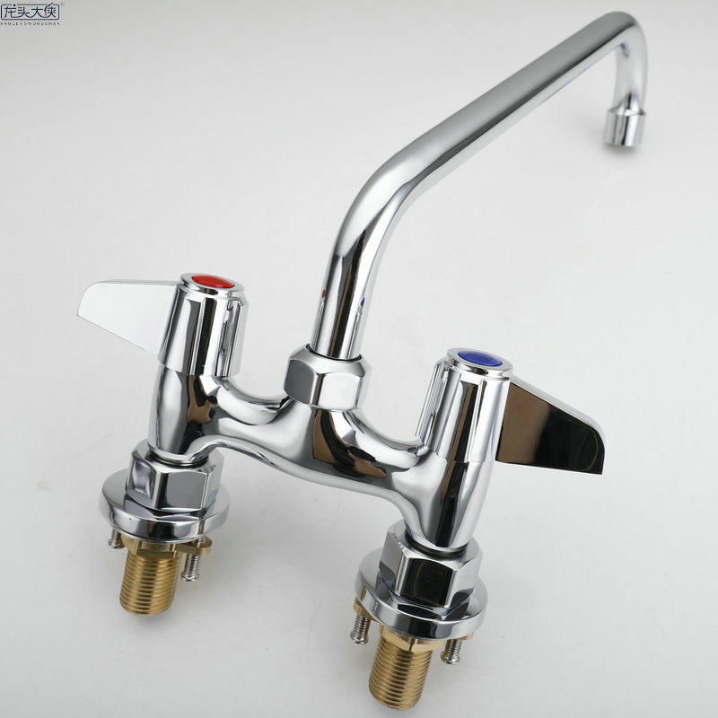 全铜酒店专用星盆冷热水龙头 商用龙头3号 20厘米安装孔距铜龙头高清大图